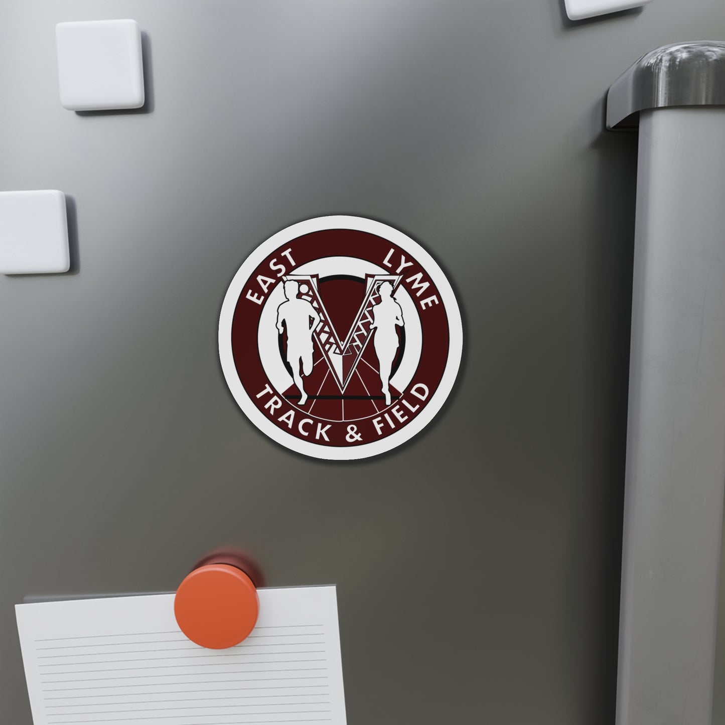 East Lyme Track "V" Die-Cut Magnets
