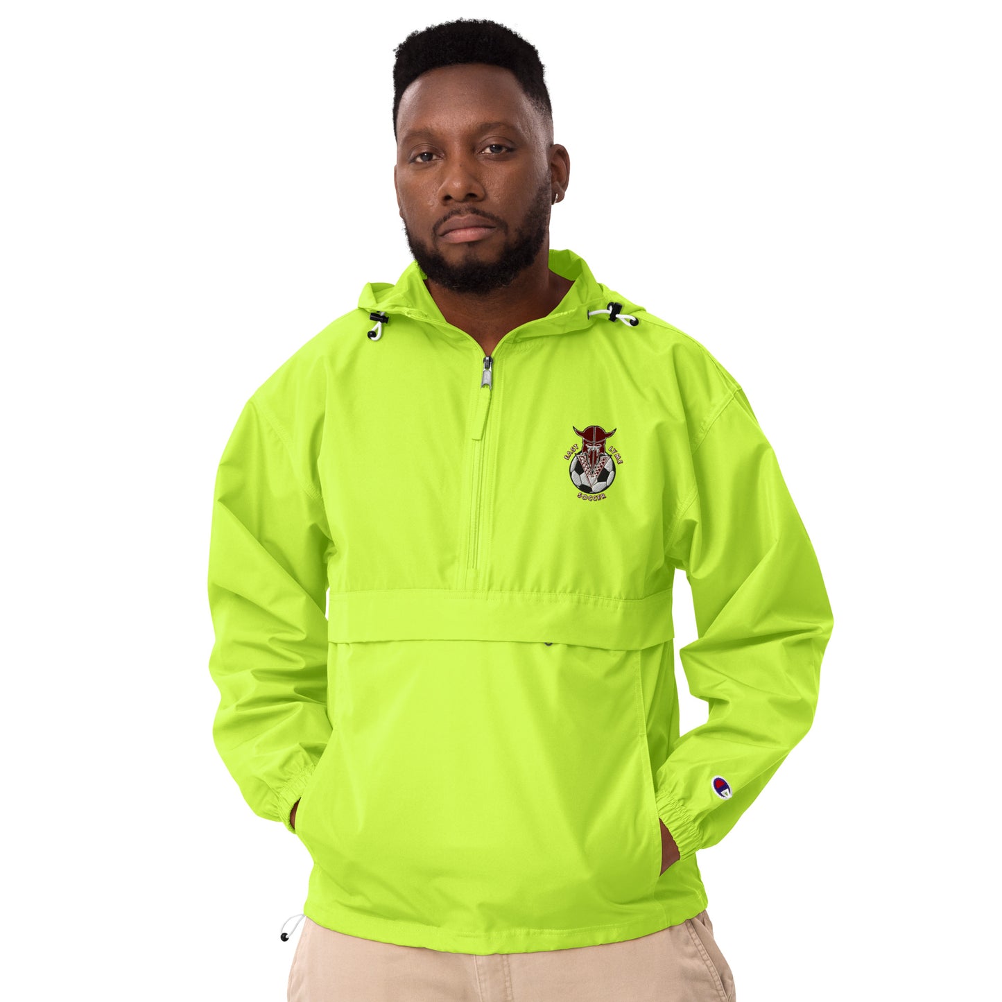 Fierce Viking Soccer Embroidered Packable Jacket